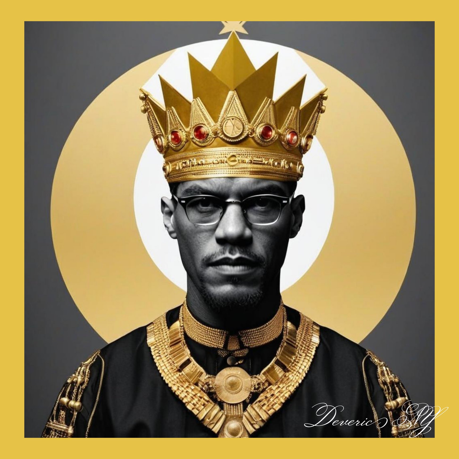 Crown Heights- Malcolm X Royal Portrait Canvas - Deveric NY