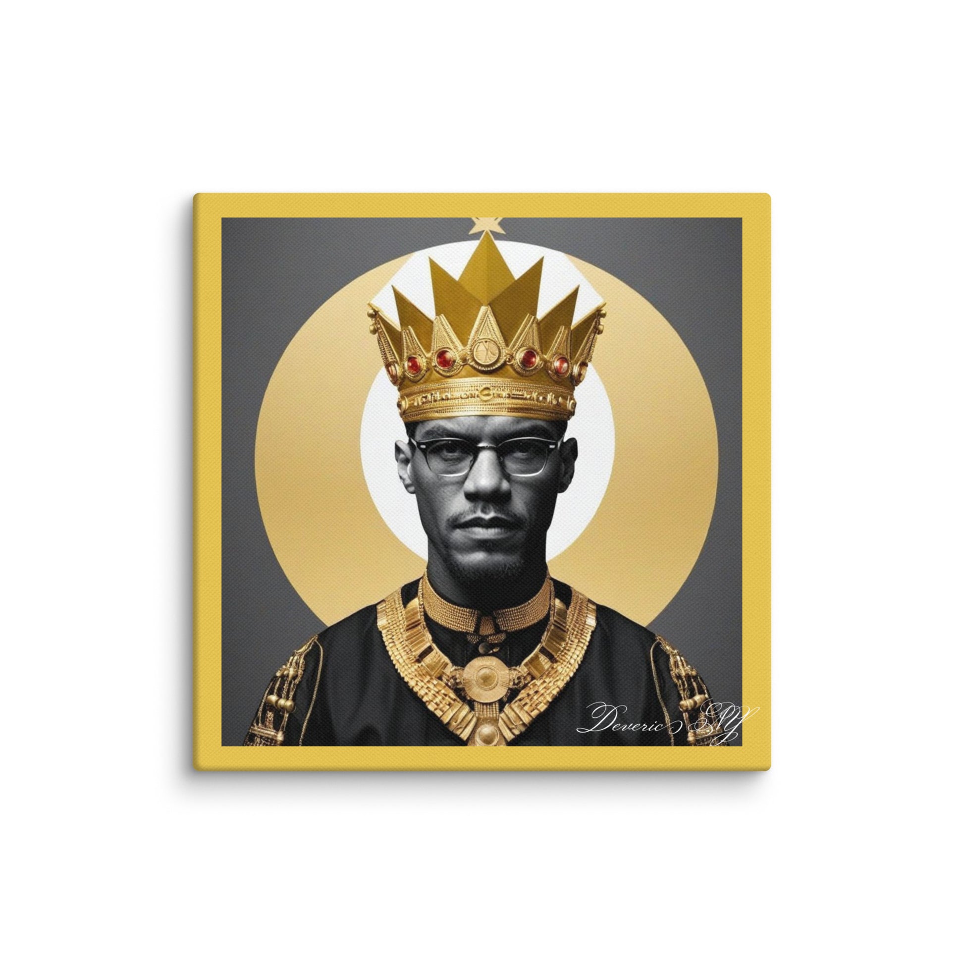 Crown Heights- Malcolm X Royal Portrait Canvas - Deveric NY