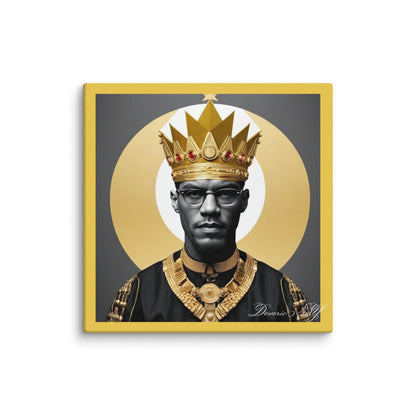 Crown Heights- Malcolm X Royal Portrait Canvas - Deveric NY